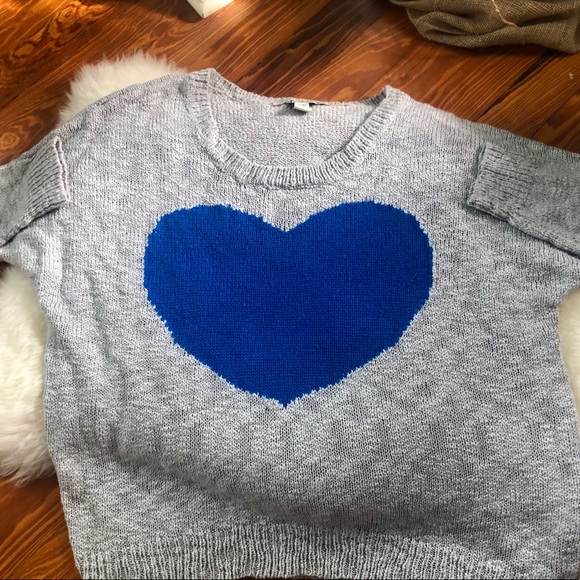 Nordstrom Grey sweater with Blue Heart - Picture 3 of 5
